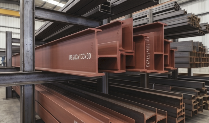 VPR steel yard rack: UB 203×133×30 and UC 152×152×23 in red-oxide primer